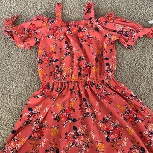 Girls size 10 off shoulder dress with straps